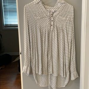 Motherhood maternity polka dot blouse with tie xs